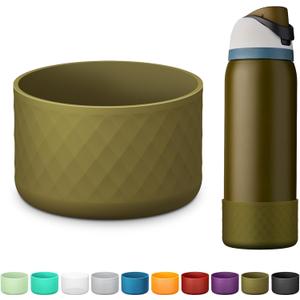 Silicone Boot for Owala Water Bottle 24 oz 32 oz 40 oz, Anti-Slip Protective Sleeve for FreeSip/Twist/Flip Stainless Steel Water Bottles Accessories (dark green)