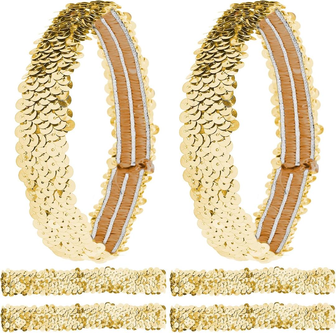 GORGECRAFT 12PCS Sequin Headband Elastic Glow Stretch Sparkle Glitter Fashion Adjustable Hair Band Accessories Pack Set for Girls Women Teens Sports Dance Party Teams Crafts(Gold) GORGECRAFT 12PCS Sequin Headband Elastic Glow Stretch Sparkle Glitter Fashion Adjustable Hair Band Accessories Pack Set for Girls Women Teens Sports Dance Party Teams Crafts(Gold)