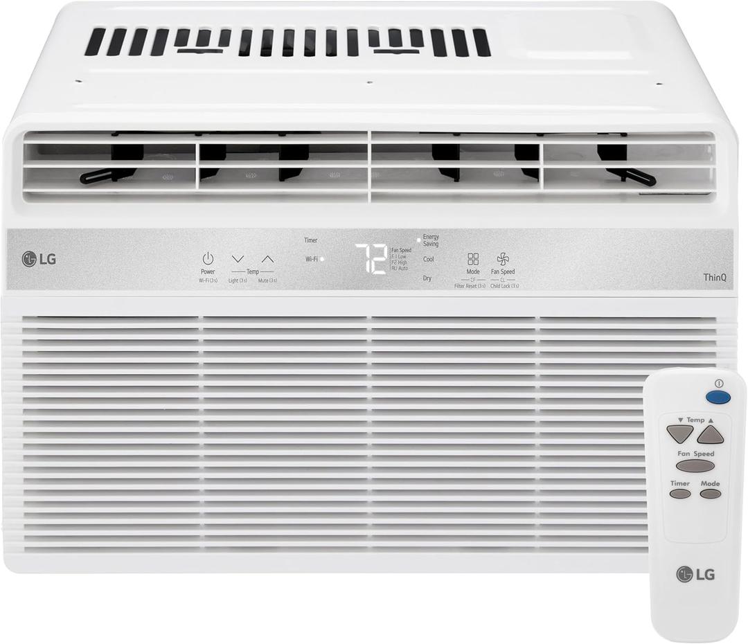 LG LW6024RSMX Window Air Conditioner, Wi-Fi Enabled w/Remote, for Small Room (260 Sq.Ft.), Quiet Operation, 115V, 6,000 BTU, White