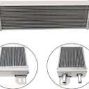 2 Row Aluminum Liquid Heat Exchanger For Air to Water Turbo Intercooler 21" W X 6.6" H x 2.2" T Universal Intercoolers