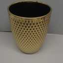 Modern Golden Small Trash Can Wastebasket, Garbage Container Bin for Bathrooms, Powder Rooms, Kitchens, Home Offices - Durable Ceramics - Round