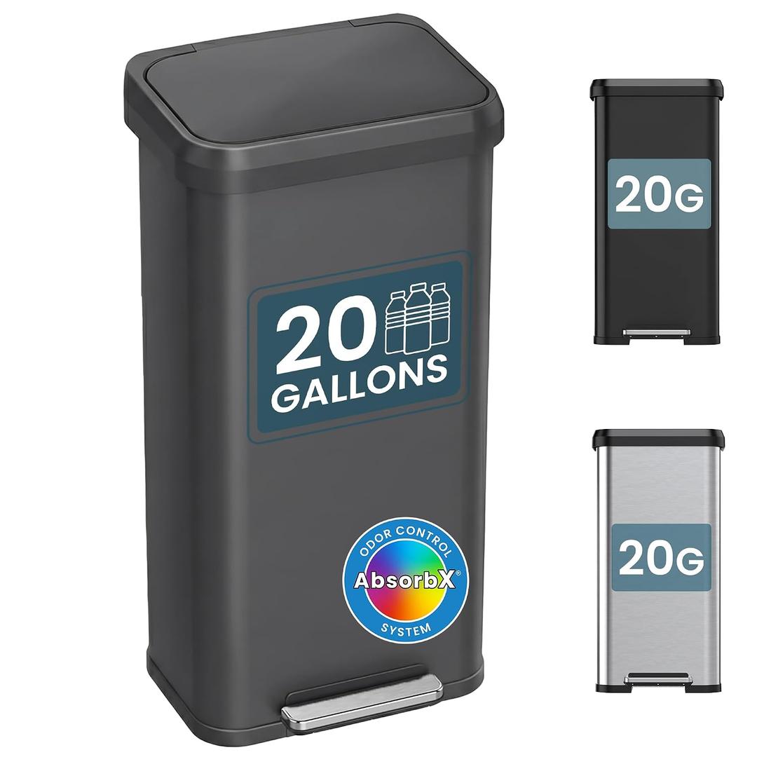 iTouchless SoftStep 20 Gallon/75L Extra-Large Step Trash Can w/Odor Filter