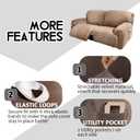 ULTICOR Extra Wide 75" - 100", Reclining 2 Seater Sofa, Extra Wide Reclining Love Seat Slipcover, 6-Piece Velvet Stretch, Reclining Sofa Covers, Thick, Soft, Washable (Sand)