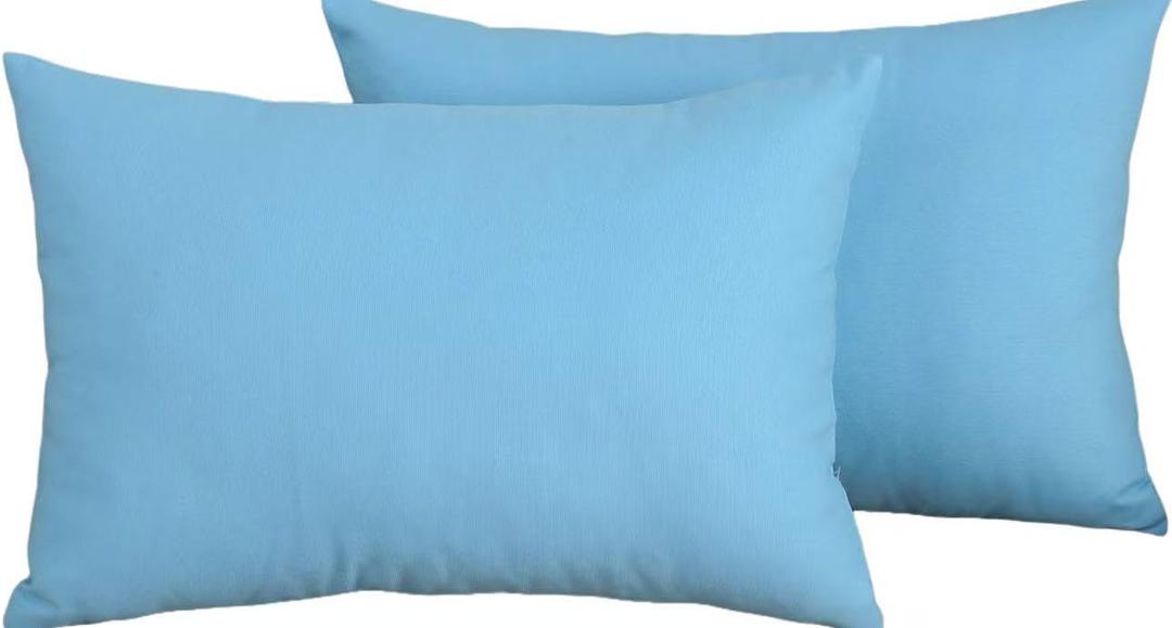 TangDepot Cotton Canvas Pillow Covers Set of 2, 12x18, Sky Blue | Color-matched zipper. Machine wash cold gentle, air dry. Swap covers to refresh any room. For sofa, bed, office, indoor.