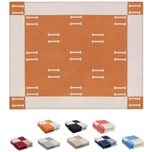 h Blanket Soft Throw Blanket Faux Fleece Cashmere Plaid Warm Shawl Thick Knitted Plush Cozy Comfy for Women Throw Blanket for Sofa Couch Bed Queen King Size 55x66 in (Orange)