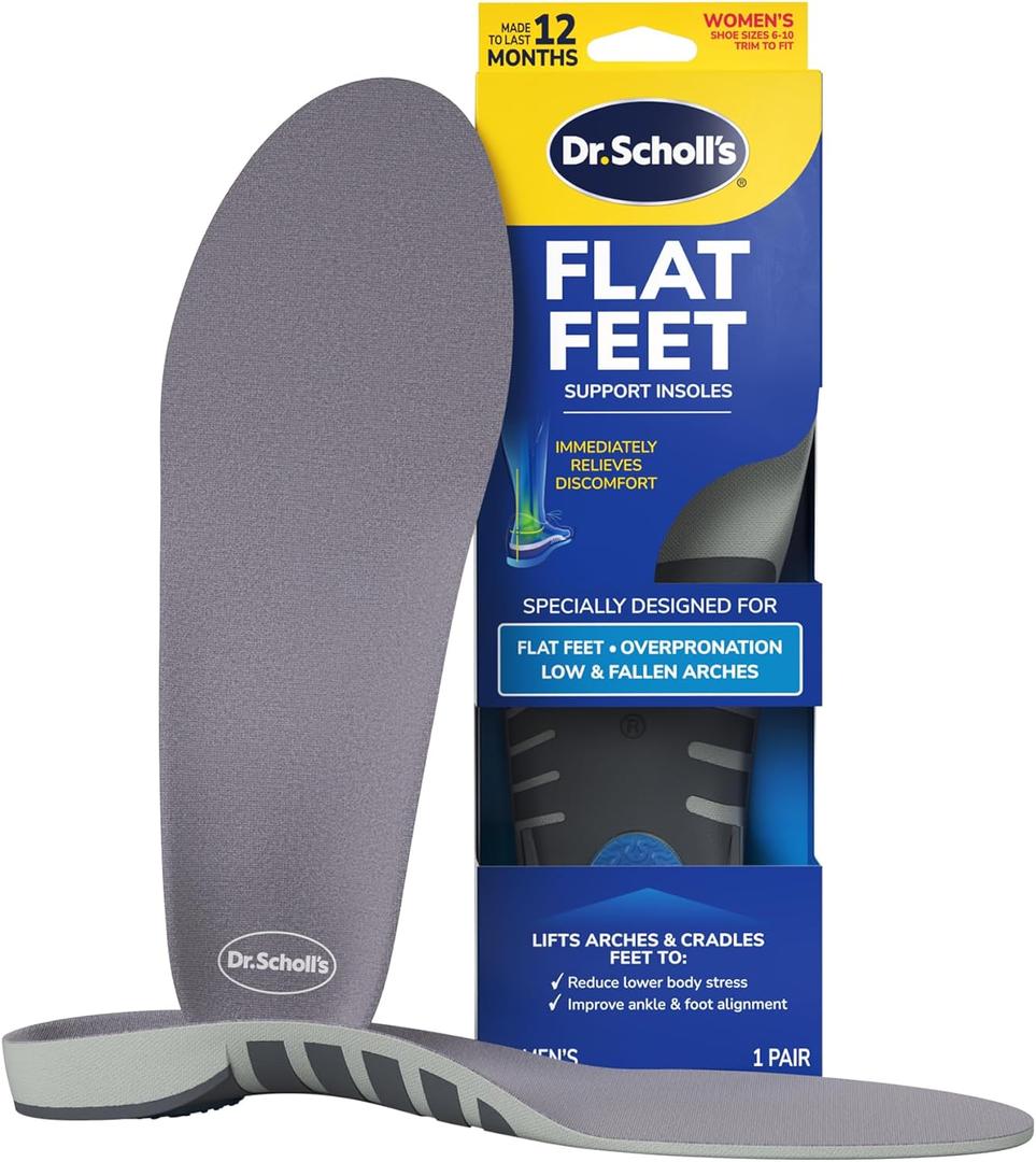 Dr. Scholls Flat Feet Support Insoles for Women, Size 6-10: Immediately Relieve Discomfort, Cradle Feet & Improve Ankle Alignment, Due to Overpronation,Low & Fallen Arches, Reduces Lower Body Stress