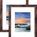LUCKYLIFE 16x20 Frames, Picture Frames for Wall, Display Pictures 11x14 with Mat or 16x20 without Mat, Pack of 2, Rustic Brown