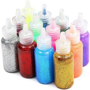 Bright Creations Glitter Glue for Crafts & Glue Pens - Easy-Squeeze Washable Bottles Bulk Multipack Craft Glitter - Pack of 12, 20 ml, Neon Metallic Colors