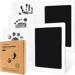 2-Pack Inkless Hand and Footprint Kit - Ink Pad for Baby Hand and Footprints - Dog Paw Print Kit, Dog Nose Print Kit - Baby Footprint Kit, Clean Touch Baby Foot Printing Kit (Jet Black, L)