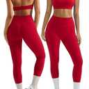 OMKAGI 2 Piece Workout Sets for Women Halter Sports Bras Gym Sets Booty Leggings,  S