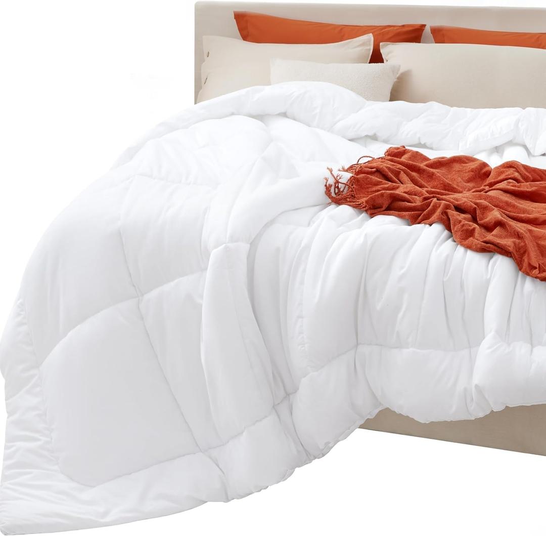 Bedsure Comforters Queen Size - Duvet Insert Contrast GentleSoft Down Alternative Comforter Quilted All Season Duvet with 8 Tabs, Machine Washable, Gifts for Women, White, Queen 88 x 88 Inches