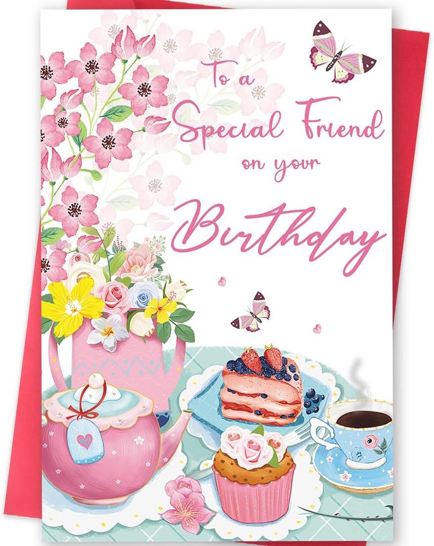 4 x Best Friend Birthday Card for Women, Funny Birthday Cards for Friend Sister Bestie, Cute Bday Gifts for Mom
