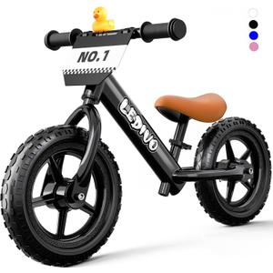 Toddler Balance Bike 2 Year Old, No Pedal 12 Inch Bike for Kids 24 Months to 5 Years Old, Customize Plate (3 Stickers Included), Gift Bikes for Boys Girls 2-5 (Black)