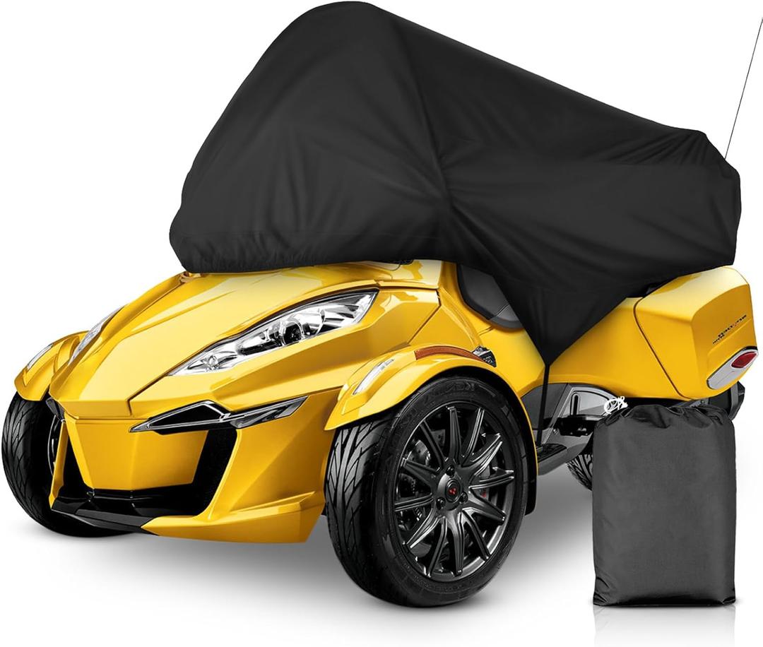 XYZCTEM Can-Am Spyder RT Cover,Outdoor Waterproof Sun & Heat Protection Half Cover, Compatible with Can-Am Spyder RT 2010-2019 Limited, Black, XL