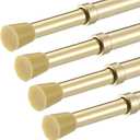 4 Pack Regular Duty Lightweight Tension Rod 7/16" Diameter Cafe Curtain Tension Rod Brass Color Small Tensions Rods Adjustable Curtain Rods (28-48inch)