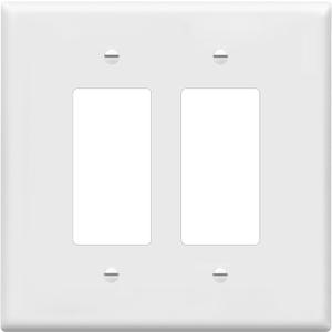 ENERLITES Double Decorator Switch Cover, Two Outlet Wall Plate, Oversized 2-Gang 5.50" x 5.50", Unbreakable Polycarbonate Thermoplastic, UL Listed, 8832O-W, White (Oversize, White)