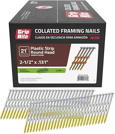 2-1/2 in. x 0.131-Gauge 21-Degree Plastic Strip Bright Smooth Shank (4000 Per Box) HGCDKXRXB4M