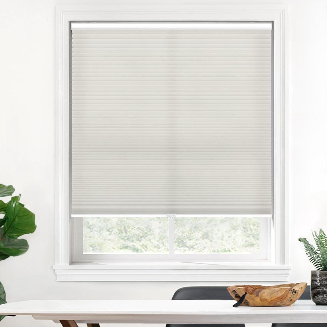 LazBlinds Cordless Cellular Shades, Light Filtering Honeycomb Shades with 1.5 inch Cells, Thermal Insulation Noise Reduction Blinds for Windows, 20" W x 48" H, Grey