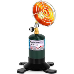 Portable Propane Heater for Outdoor Camping - Cordless Space Patio Heater with Control Valve & Foldable Tank Holder, Tent Heater for Winter Hiking Ice Fishing Hunting (Medium, Black)