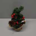 12 Inch Mini Tabletop Christmas Tree with Timer Lights, Artificial Christmas Trees with Pinecones Red Berries Xmas Tree for Home Office Fireplace Christmas Ornaments