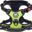 PoyPet No Pull Dog Harness, No Choke Front Clip Dog Reflective Harness, Adjustable Soft Padded Pet Vest with Easy Control Handle for Small to Large Dogs(Green,L)