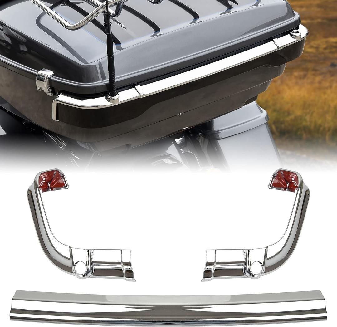 King Tour-Pak Tail Lamp Trim Bar for Ultra Limited 14-23, Chromed Split Tour-Pak Rear Tail Light Trim for Harley Touring Ultra Limited Tri Electra Road Glide CVO Ultra 2014-2023 Accessories