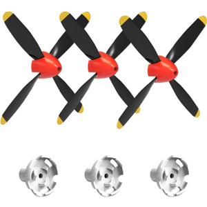 3-Pack High-Speed 4-Blade Propeller Replacement Set for P51 Mustang RC Aircraft - Includes Carbon Fiber Nose Cone & Prop Guard Accessories, Compatible with 4CH Remote Control Airplane Models 3-Pack High-Speed 4-Blade Propeller Replacement Set for P51 Mustang RC Aircraft - Includes Carbon Fiber Nose Cone & Prop Guard Accessories, Compatible with 4CH Remote Control Airplane Models