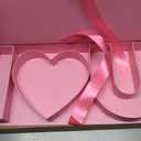 WENPACK Empty Flower Gift Box I Love U Cardboard Letter Shaped Fillable Chocolate Strawberry Candy Packaging (Pink), 1 Count