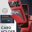 SSLOTSCASE for iPhone 16 Pro Max Case with Credit Card Holder & Lens Cover Stand & Kickstand, Multi Functional TPU Sturdy Protective Wallet Case Cover for iPhone 16 Pro Max 6.9'' 5G, Red