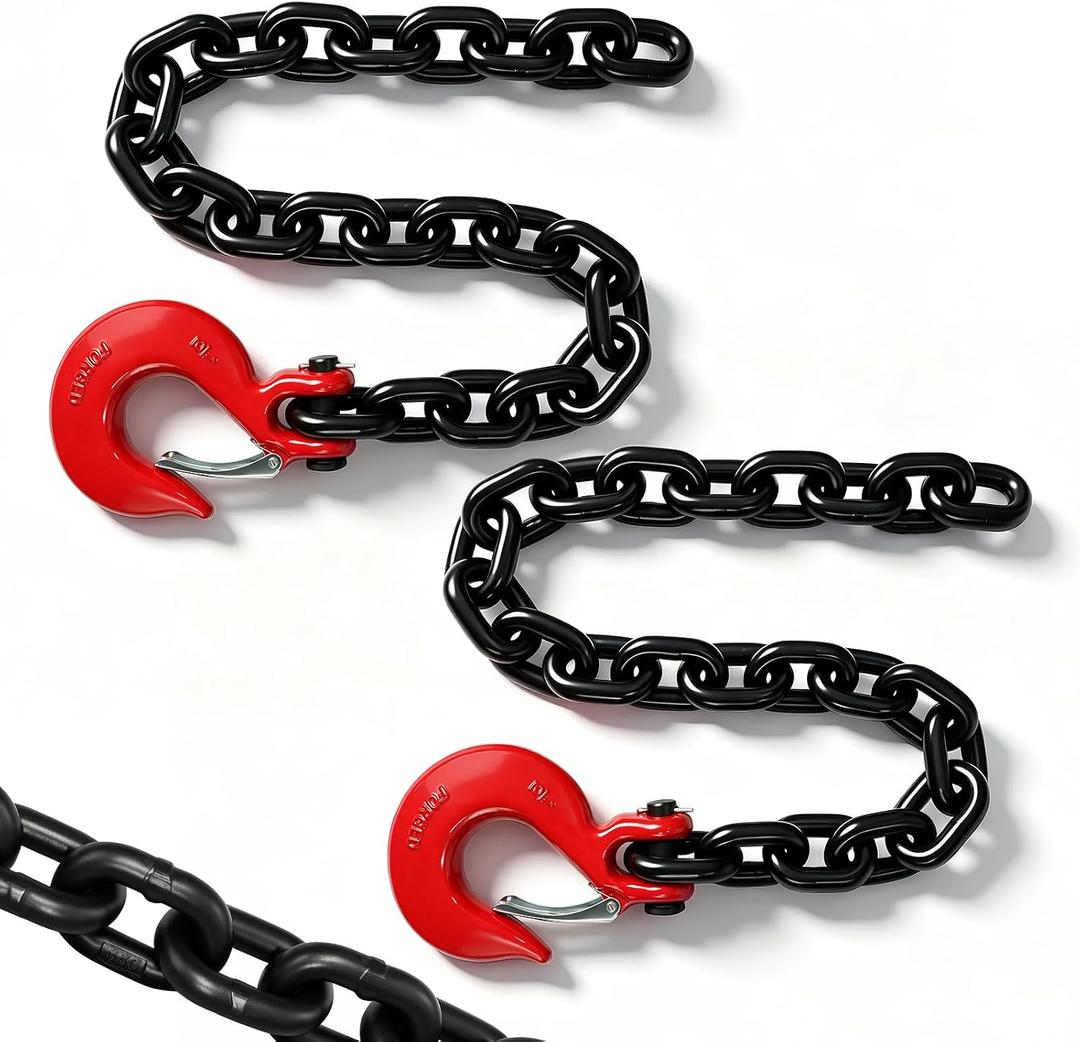 G80 1/2"x 36" Trailer Safety Chains with Hooks,2-Pack,EP Black | Heavy Duty Trailer Chains with G70 Safety Hooks|12000lbs Working Load,48000lbs Break Strength,Truck,Utility Trailers,Boat,Tow