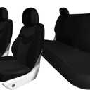Universal Fit Chevron Flat Cloth Car Seat Covers Full Set - Black