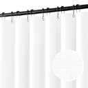 MIULEE Extra Long Linen Shower Curtain 96 Inches Long with 12 Metal Hooks Washable Heavy Fabric Shower Curtain Set Waterproof Thick Cloth Shower Curtains for Bathroom Hotel Bathtub, White