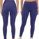 Workout Leggings with Pockets for Women Buttery Soft Elastic Compression Leggings High Waist Running Yoga Pants (X-Large, Navy Blue)