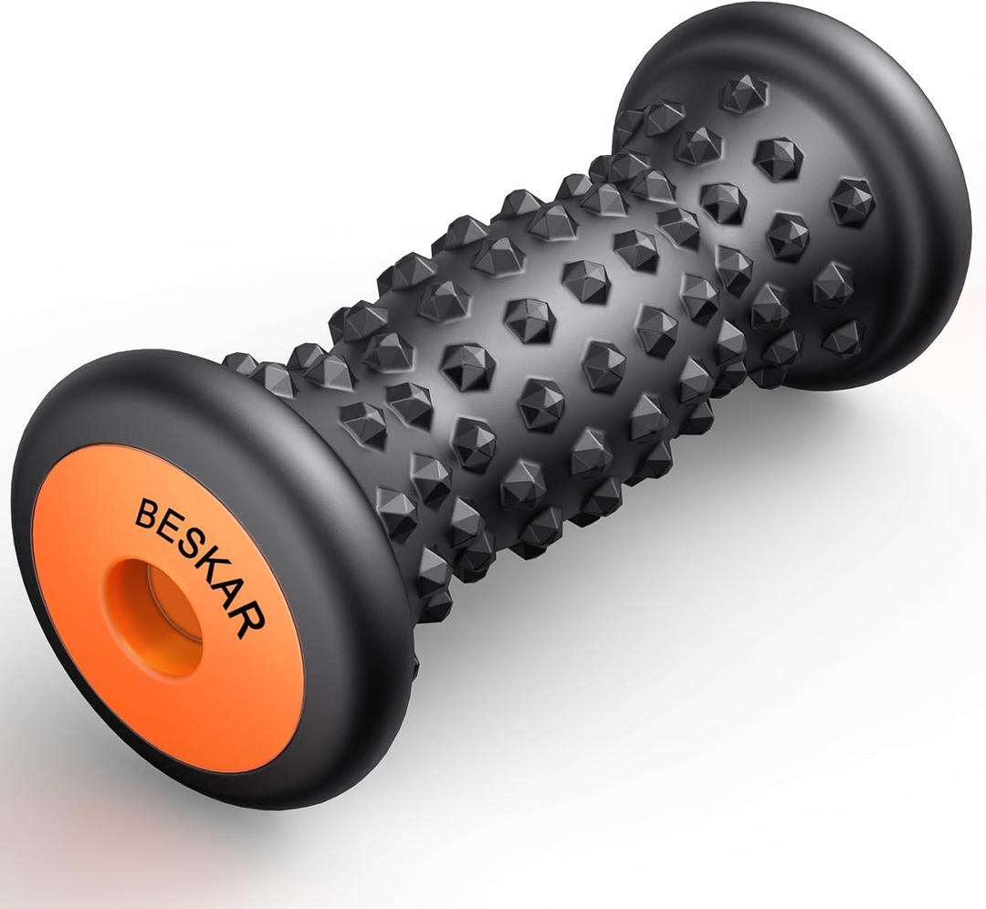 BESKAR Foot Massager Roller for Plantar Fasciitis Relief, Portable, Deep Tissue Muscle Massage, Foot Arch and Heel Pain, Reflexology Tool (Black)