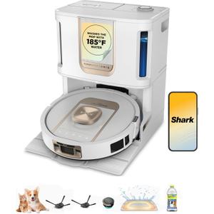 Shark Robot Vacuum & Mop Combo, PowerDetect ThermaCharged NeverTouch Pro, Self-Emptying, Self-Refill with Heated Mop Cleaning, 60-Day Capacity, 30-Day Tank, 6 PowerDetect Technologies, White, AV2900XE