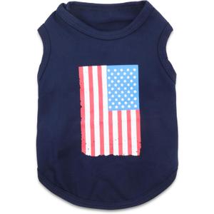 4th of July Small Puppy Clothes Independent Day Dog Shirts USA Flag Dog Outfit for Boy Girl American Flag Printed (Small (3.3-5.5lb))