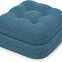 baibu Set of 2 Dining Chair Cushions, Dual-Layer Patent Design Memory Foam Kitchen Chair Cushions, Non-Slip Seat Pads with Ties, 16.5 x 16.5 x 3.5in, 2 Pack, Blue