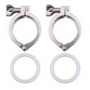 DERNORD Stainless Steel 304 Single Pin Heavy Duty Tri-clamp with Wing Nut for Ferrule TC (2 Inch Tri-clamp Size: 2 Pack)