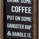 Mkono Coffee Signs Decor 2 Sides with Different Sayings Rustic Wood Sign, Farmhouse Table Decor for Office, Home, Bar,Wall