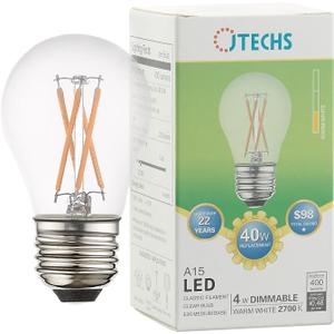 Bulbs, LED, 60pk, 40W, Warm White 2700K, Dimmable, A15, E26 Medium Base, Clear Bulb