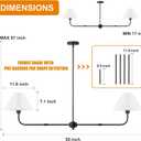 Modern Chandelier, 2-Light Linear Dining Room Light Fixture with White Fabric & ABS Shade Kitchen Island Lighting Fixture for Over Table, Living Room, Bedroom