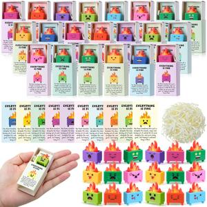 50 Sets Emotional Dumpster Support Gifts Bulk Resin Dumpster Fire with Box and Card Volunteer Appreciation Thank You Office Inspirational Back to School Gifts for Students Classroom Supply