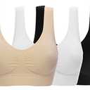 Women's Seamless Wire-Free Bra with Removable Pads, 3 Pack:black White Nude, 4X-Large