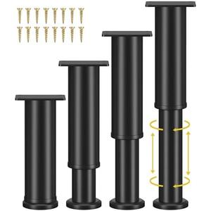 Wlrrcwdttc 4 Pcs Adjustable Bed Support Legs for Bed Frame/Bed Center Slat, Metal Adjustable Furniture Legs 7.08-13 inch for Bed/Sofa/Cabinet/Couch/Dresser/Table, Thickened Heavy Bed Replacement Legs
