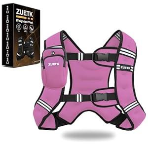 Weighted Vest, 5lb Weight Vest with Reflective Stripe, Weighted Vest for Men Women Workout Equipment for Strength Training, Running, Jogging, Fitness, Weight Loss (Pink with Bag)