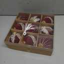 3.15inch Burgundy Velvet Christmas Ornaments Balls Flocked Christmas Tree Glittering Plastic Balls Xmas Hanging Ornaments 9 Pcs-Red