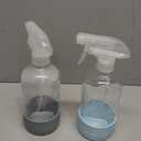 2 Pack Glass Spray Bottles with Silicone Sleeve, 16 oz Empty Refillable Containers with Adjustable Spray Nozzles, Spray Bottles for Hair, Cleaning Solutions and Plants Blue&Grey