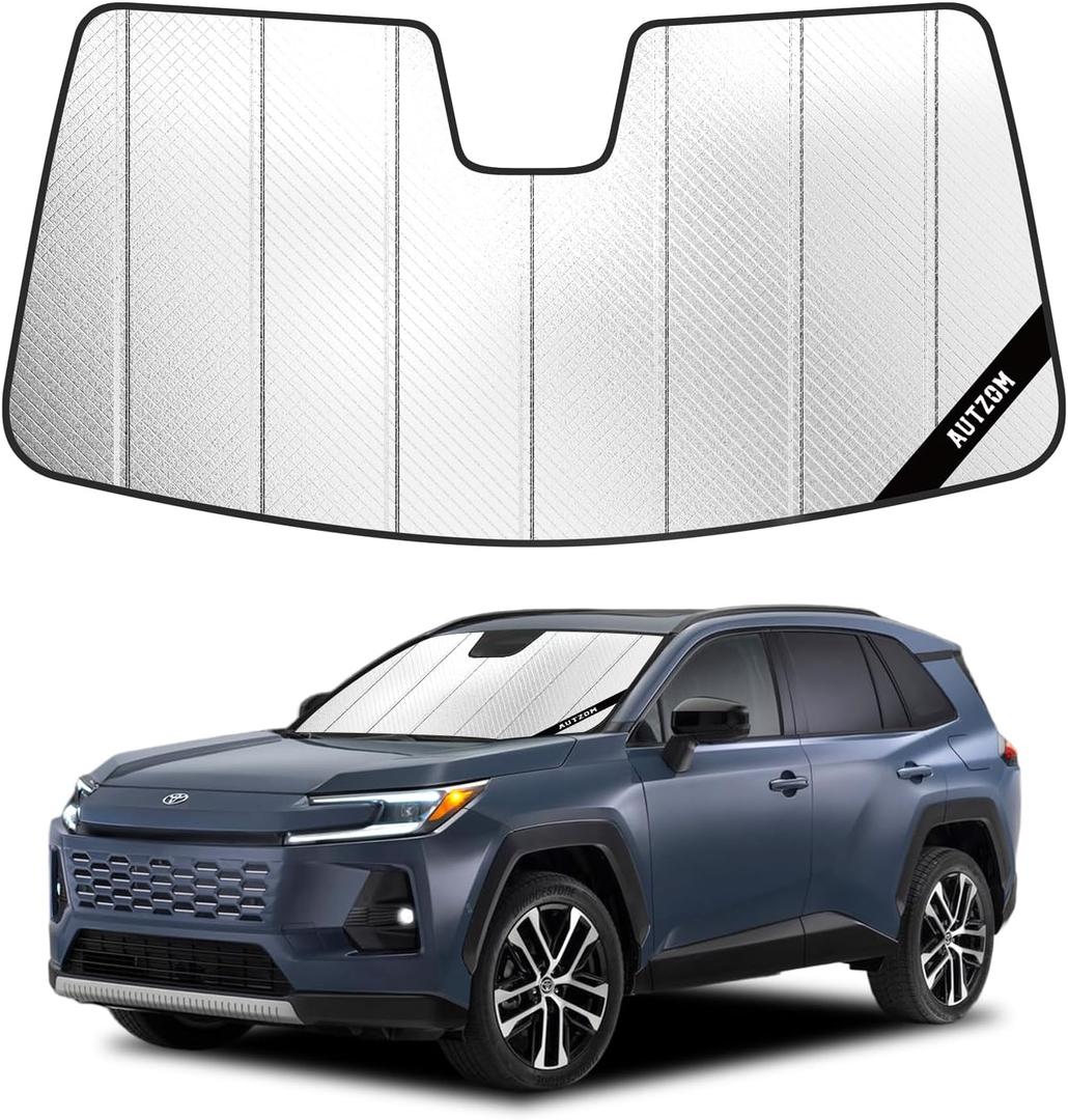 Windshield Sun Shade for Toyota RAV4 2026, Vehicle-Specific Design | Precise Coverage Blocks Heat Keep Interior & Dashboard Cool Silver Coating Fast Set Up Travel Daily Commuting Custom-fit