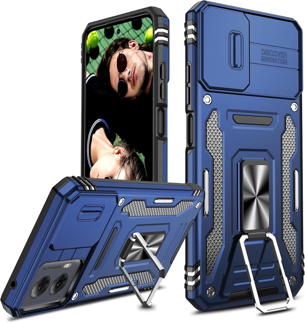 LeYi for Motorola Moto G-Power-2024 Case: Moto g Power 5g 2024 case with Slide Camera Cover, [Military-Grade] Shockproof, Magnetic Kickstand para Motorola Moto g Power 5g 2024 case, Navy Blue