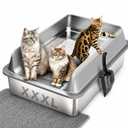 KalraMay XXXL Extra Large Stainless Steel Litter Box, Dark Gray